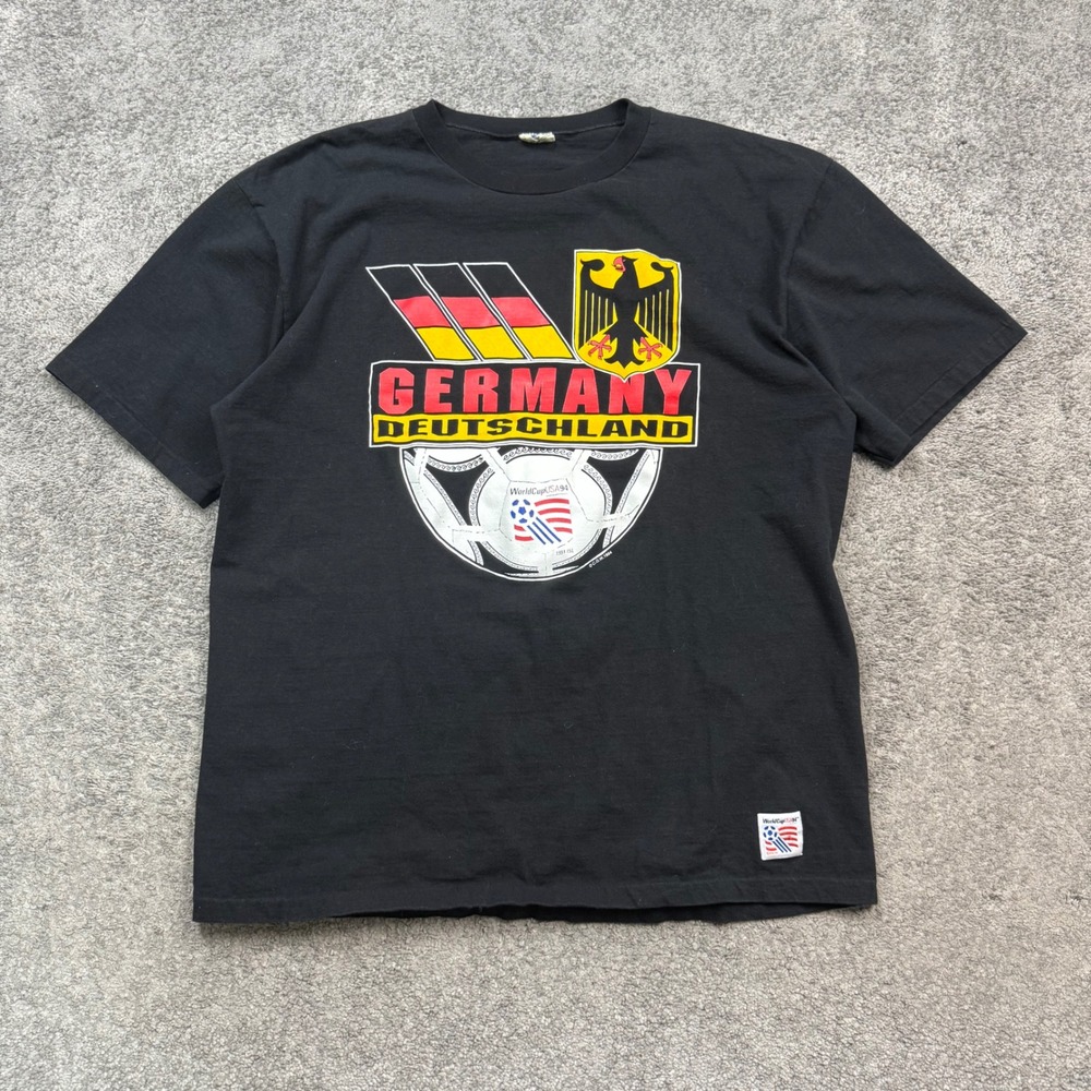 Vintage Wave World Cup USA 94 Germany T-Shirt Black XL Soccer Single Stitch